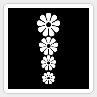 60's 70's Retro Large Flowers White on Black Sticker